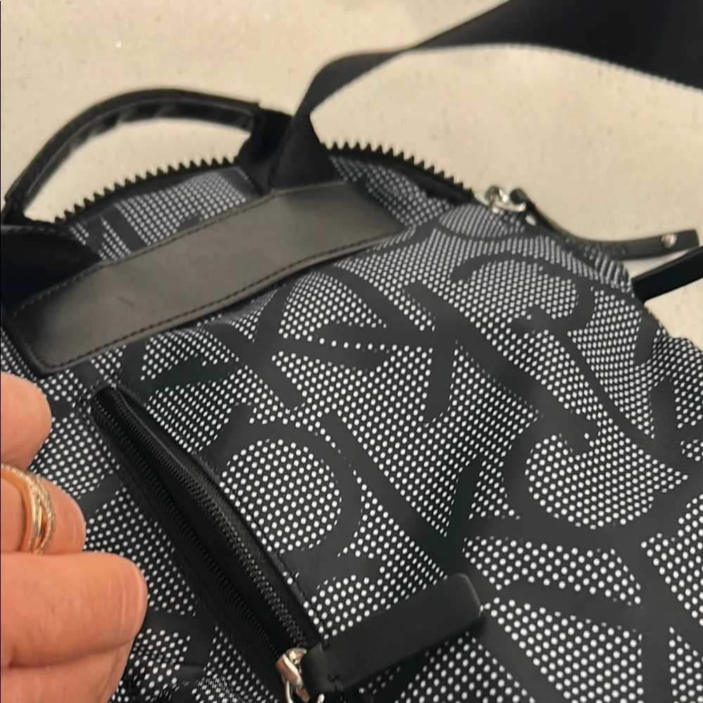Calvin Klein Black and White Backpack with Monogram and Mesh Design - Picture 5 of 9
